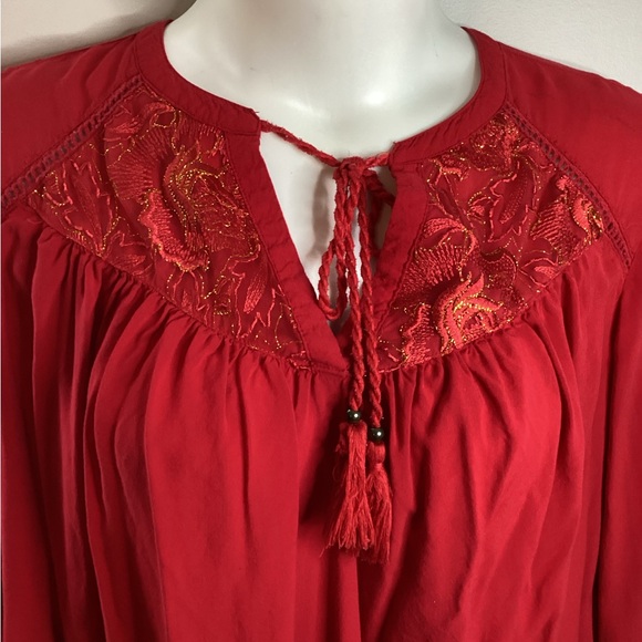 Cato Red Blouse with Embroidered Detail, Plus Size 22/24 (3X) - Picture 6 of 10